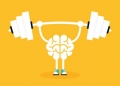 Brain training with weightlifting flat design. Creative idea concept, vector illustration