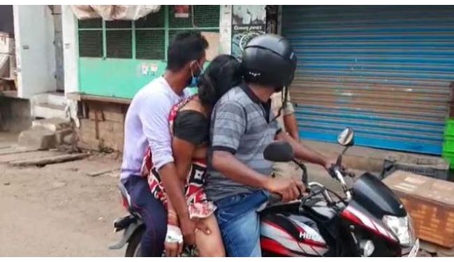 A family in Srikakulam, AP was forced to take a woman's body on bike for cremation